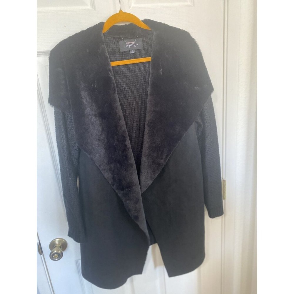 LA Coalition Mixed Media Faux Fur And Suede Jacket Plus Size 1X